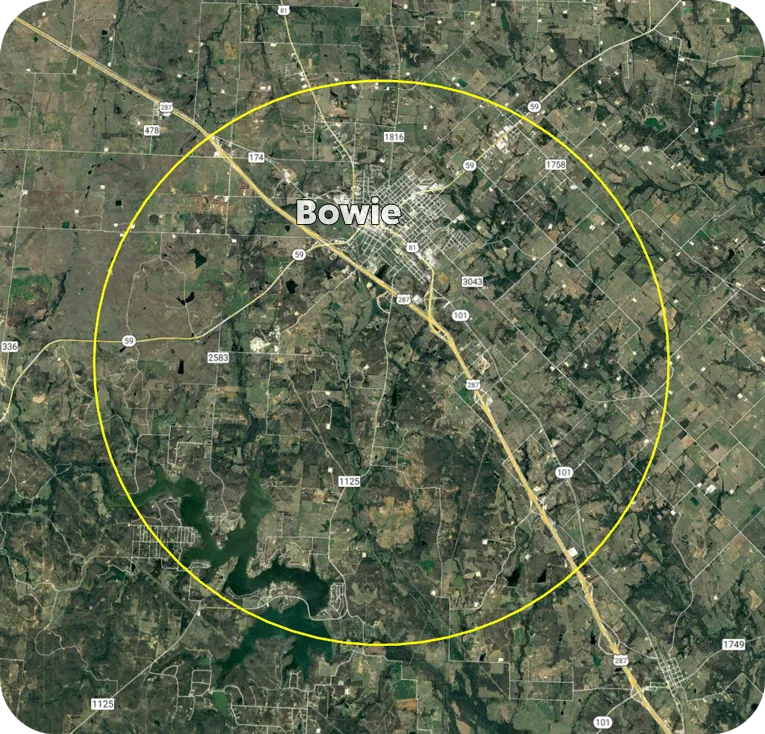 Lakeside Connection rural coverage map north of Bowie
